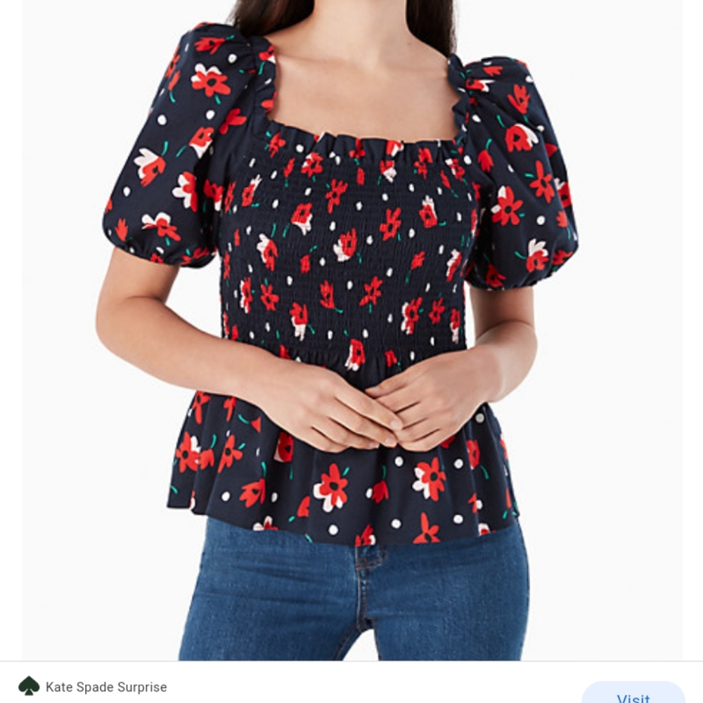 KATE SPADE|| Puff Sleeve Top NWOT - Picture 3 of 11